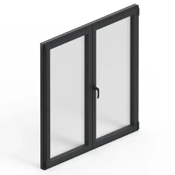 GoodHome Fenêtre 2 vantaux oscillo-battante, tirant droit double vitrage en aluminium gris l.103 x H.117 cm- Fenêtre Aluminium