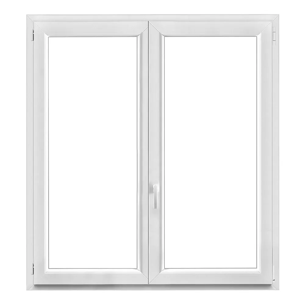 GoodHome Fenêtre 2 vantaux oscillo-battante, tirant droit double vitrage en PVC blanc l.145 x H.148 cm- Fenêtre Pvc