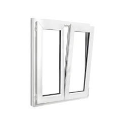 GoodHome Fenêtre 2 vantaux oscillo-battante, tirant droit double vitrage en PVC blanc l.105 x H.118 cm- Fenêtre Pvc