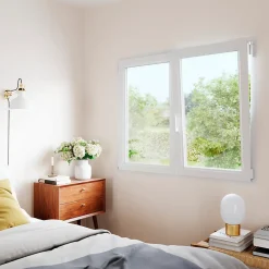 GoodHome Fenêtre 2 vantaux oscillo-battante, tirant droit double vitrage en PVC blanc l.125 x H.168 cm- Fenêtre Pvc