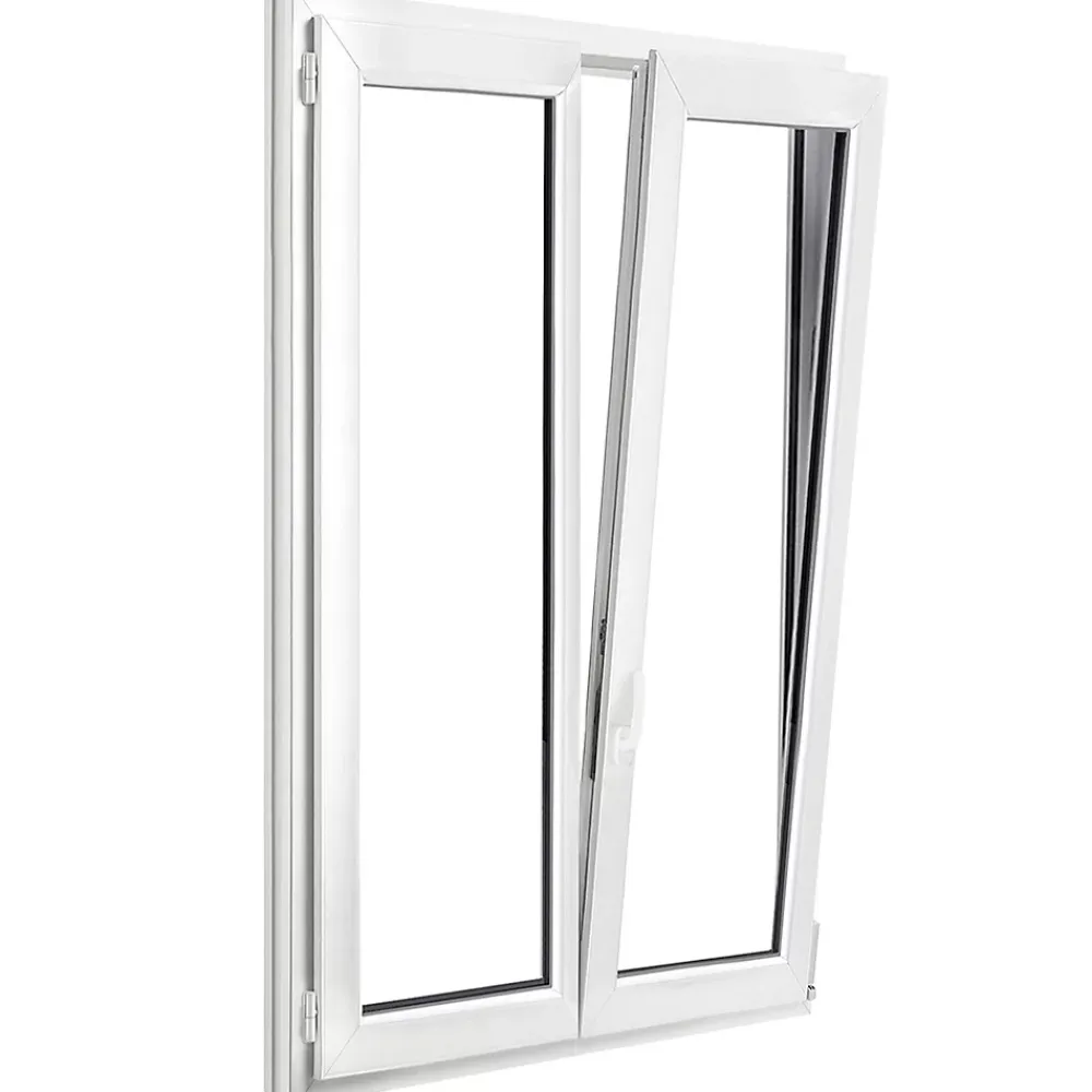 GoodHome Fenêtre 2 vantaux oscillo-battante, tirant droit double vitrage en PVC blanc l.125 x H.168 cm- Fenêtre Pvc