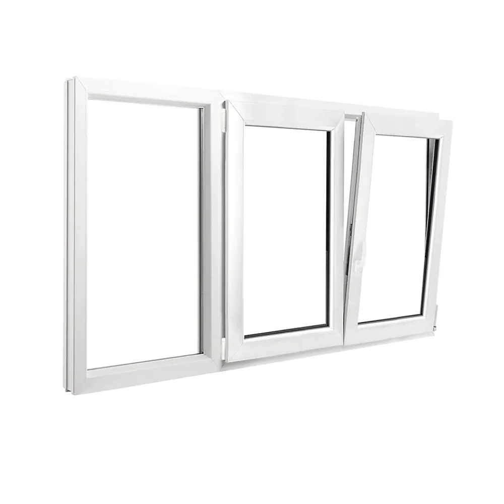 GoodHome Fenêtre Pvc<Fenêtre 3 vantaux oscillo-battant double vitrage en PVC blanc l.185 x H.138 cm