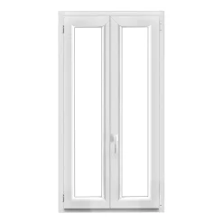 GoodHome Fenêtre 2 vantaux oscillo-battante, tirant droit double vitrage en PVC blanc l.85 x H.148 cm- Fenêtre Pvc
