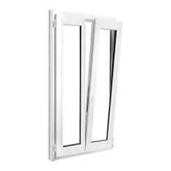 GoodHome Fenêtre 2 vantaux oscillo-battante, tirant droit double vitrage en PVC blanc l.85 x H.148 cm- Fenêtre Pvc