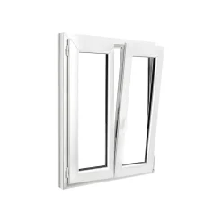 GoodHome Fenêtre Pvc<Fenêtre 2 vantaux oscillo-battante, tirant droit double vitrage en PVC blanc l.95 x H.118 cm