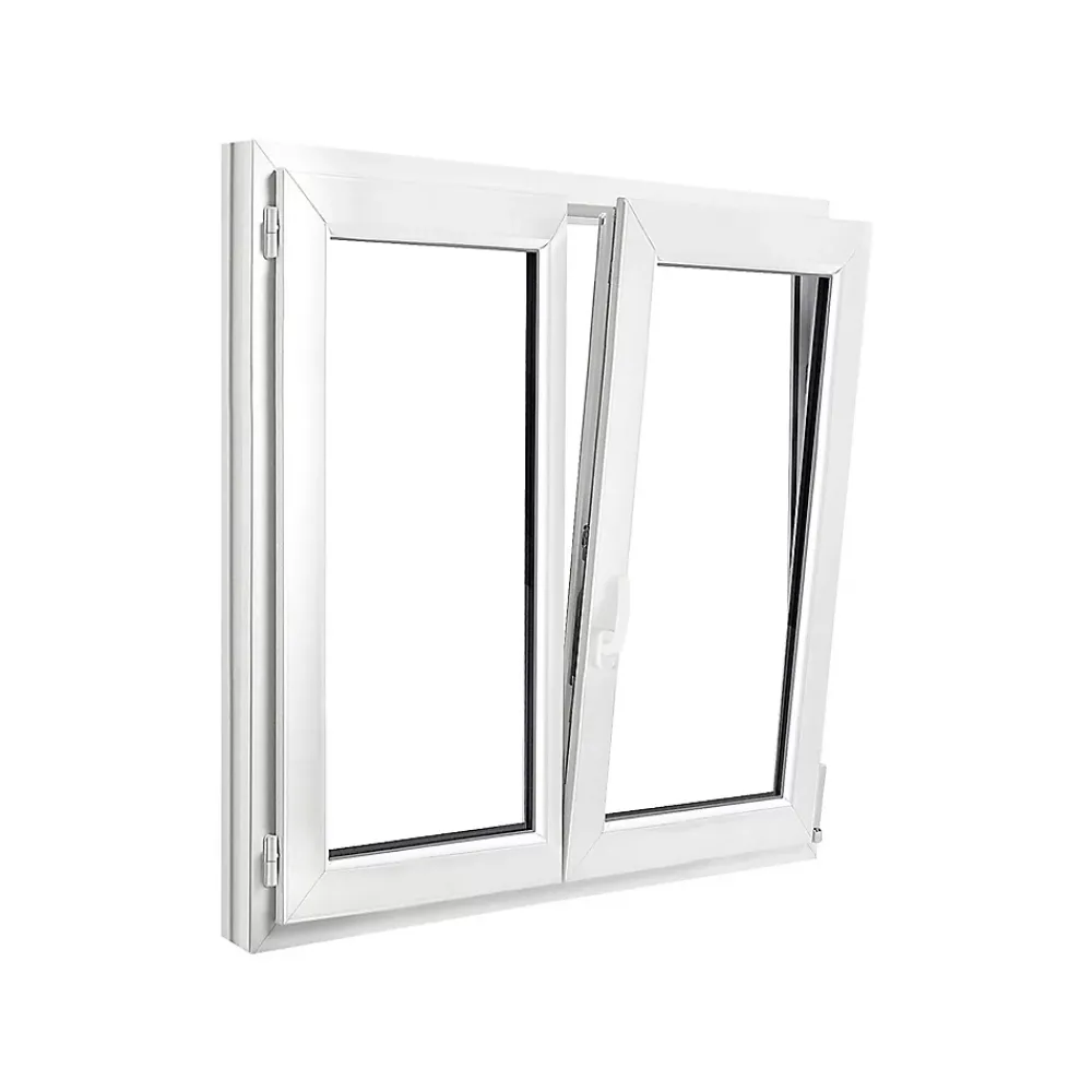 GoodHome Fenêtre Pvc<Fenêtre 2 vantaux oscillo-battante, tirant droit double vitrage en PVC blanc l.125 x H.125 cm