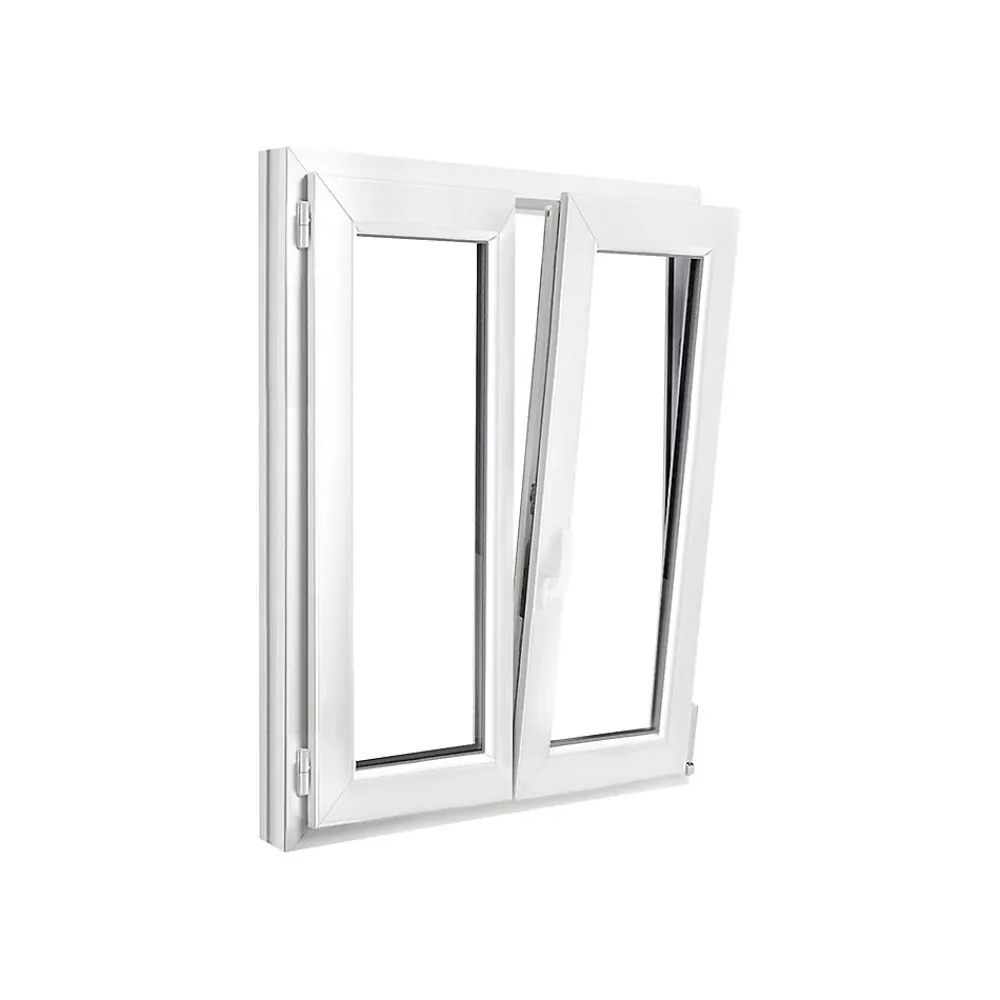 GoodHome Fenêtre 2 vantaux oscillo-battante, tirant droit double vitrage en PVC blanc l.95 x H.128 cm- Fenêtre Pvc