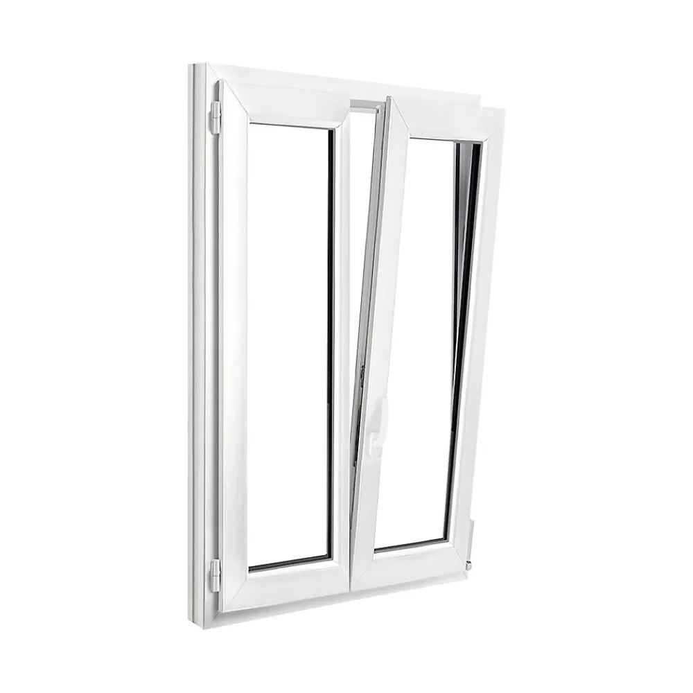 GoodHome Fenêtre Pvc<Fenêtre 2 vantaux oscillo-battante, tirant droit double vitrage en PVC blanc l.95 x H.138 cm