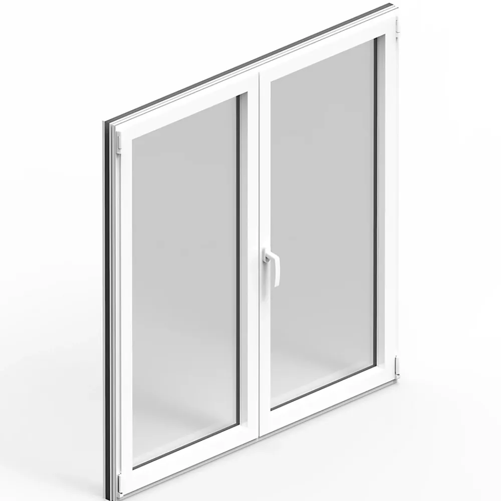 GoodHome Fenêtre 2 vantaux oscillo-battante, tirant droit double vitrage en aluminium blanc l.103 x H.77 cm- Fenêtre Aluminium
