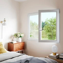 GoodHome Fenêtre Pvc<Fenêtre 2 vantaux oscillo-battante, tirant droit double vitrage en PVC blanc l.95 x H.158 cm