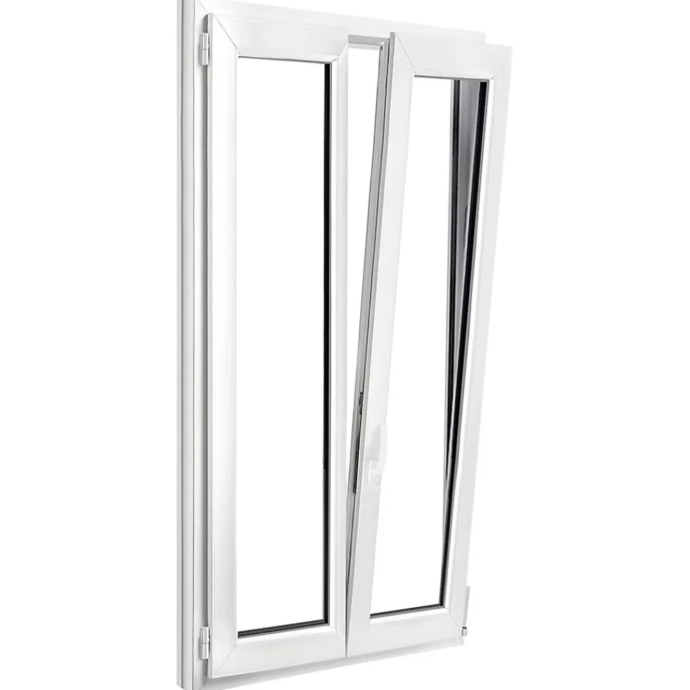 GoodHome Fenêtre Pvc<Fenêtre 2 vantaux oscillo-battante, tirant droit double vitrage en PVC blanc l.85 x H.168 cm