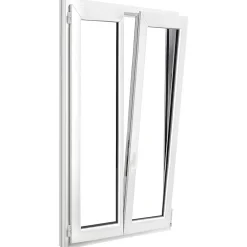 GoodHome Fenêtre Pvc<Fenêtre 2 vantaux oscillo-battante, tirant droit double vitrage en PVC blanc l.95 x H.168 cm