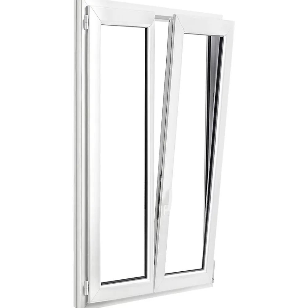 GoodHome Fenêtre Pvc<Fenêtre 2 vantaux oscillo-battante, tirant droit double vitrage en PVC blanc l.95 x H.168 cm