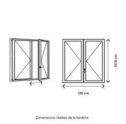 GoodHome Fenêtre Bois<Fenêtre 2 vantaux tirant droit double vitrage en bois marron l.125 x H.137,8 cm