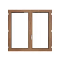 GoodHome Fenêtre Bois<Fenêtre 2 vantaux tirant droit double vitrage en bois marron l.125 x H.137,8 cm