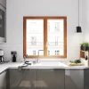 GoodHome Fenêtre Bois<Fenêtre 2 vantaux tirant droit double vitrage en bois marron l.105 x H.107,8 cm