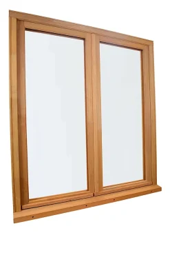 GoodHome Fenêtre Bois<Fenêtre 2 vantaux tirant droit double vitrage en bois marron l.105 x H.107,8 cm