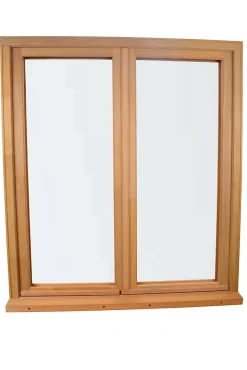 GoodHome Fenêtre Bois<Fenêtre 2 vantaux tirant droit double vitrage en bois marron l.105 x H.107,8 cm