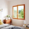 GoodHome Fenêtre 2 vantaux tirant droit double vitrage en bois marron l.145 x H.137,8 cm- Fenêtre Bois