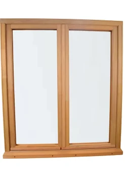 GoodHome Fenêtre 2 vantaux tirant droit double vitrage en bois marron l.145 x H.137,8 cm- Fenêtre Bois