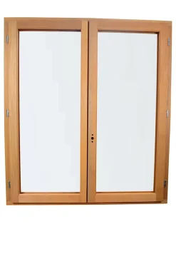 GoodHome Fenêtre 2 vantaux tirant droit double vitrage en bois marron l.145 x H.137,8 cm- Fenêtre Bois