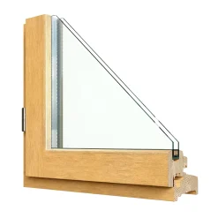GoodHome Fenêtre 2 vantaux tirant droit double vitrage en bois marron l.145 x H.137,8 cm- Fenêtre Bois