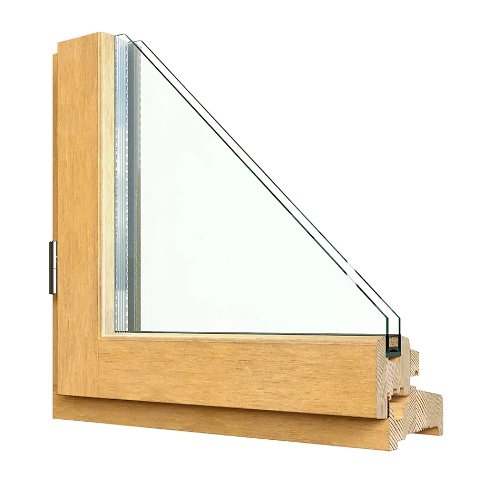 GoodHome Fenêtre 2 vantaux tirant droit double vitrage en bois marron l.125 x H.117,8 cm- Fenêtre Bois