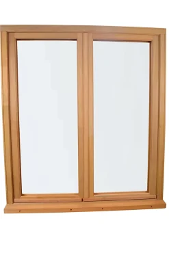 GoodHome Fenêtre 2 vantaux tirant droit double vitrage en bois marron l.105 x H.77,8 cm- Fenêtre Bois