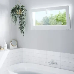 GoodHome Fenêtre abattante par le haut double vitrage en PVC blanc l.125 x H.63 cm- Fenêtre Pvc