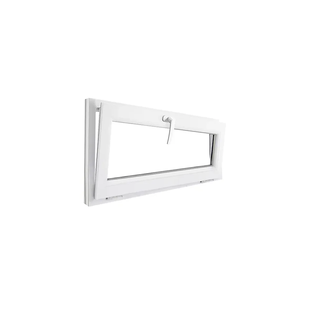 GoodHome Fenêtre abattante par le haut double vitrage en PVC blanc l.125 x H.63 cm- Fenêtre Pvc