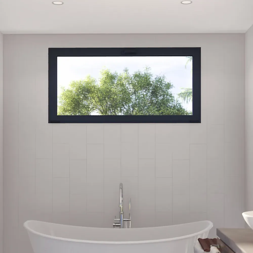 GoodHome Fenêtre Aluminium<Fenêtre abattante par le haut double vitrage en aluminium gris l.103 x H.47 cm