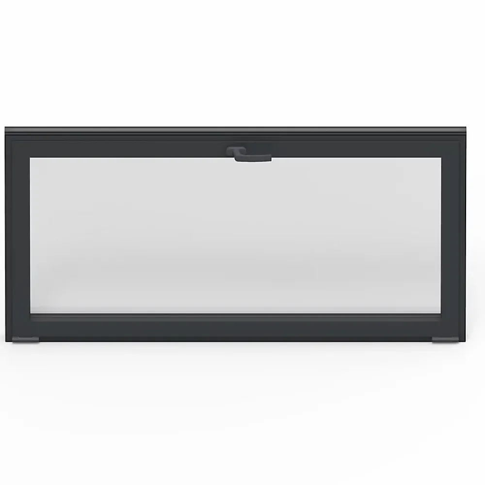 GoodHome Fenêtre abattante par le haut double vitrage en aluminium gris l.123 x H.47 cm- Fenêtre Aluminium