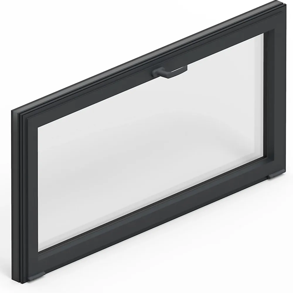 GoodHome Fenêtre abattante par le haut double vitrage en aluminium gris l.123 x H.47 cm- Fenêtre Aluminium