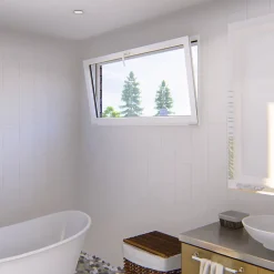 GoodHome Fenêtre Aluminium<Fenêtre abattante par le haut double vitrage en aluminium blanc l.103 x H.47 cm