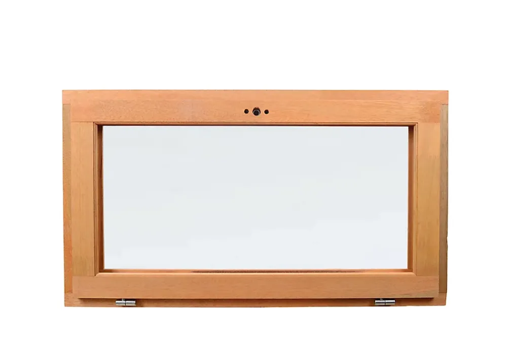 GoodHome Fenêtre abattante par le haut double vitrage en bois marron l.125 x H.47,8 cm- Fenêtre Bois
