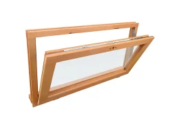 GoodHome Fenêtre abattante par le haut double vitrage en bois marron l.105 x H.47,8 cm- Fenêtre Bois