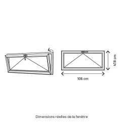 GoodHome Fenêtre abattante par le haut double vitrage en bois marron l.105 x H.47,8 cm- Fenêtre Bois