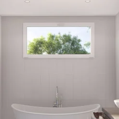 GoodHome Fenêtre abattante par le haut double vitrage en aluminium blanc l.83 x H.47 cm- Fenêtre Aluminium