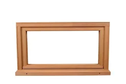 GoodHome Fenêtre abattante par le haut double vitrage en bois marron l.65 x H.47,8 cm- Fenêtre Bois