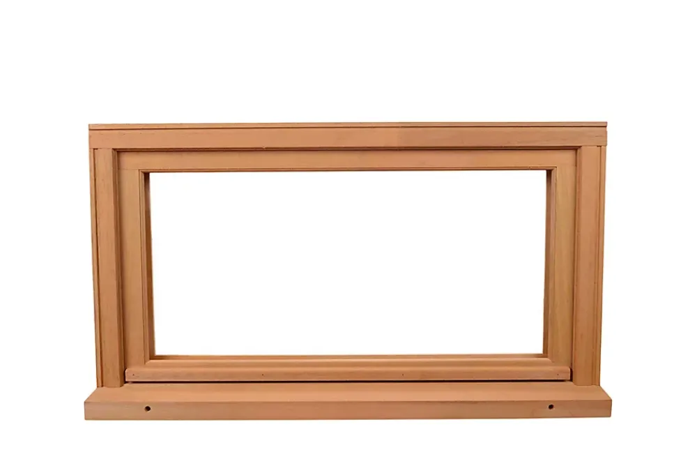 GoodHome Fenêtre abattante par le haut double vitrage en bois marron l.65 x H.47,8 cm- Fenêtre Bois