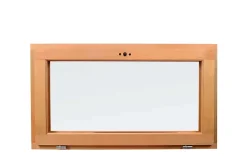 GoodHome Fenêtre abattante par le haut double vitrage en bois marron l.65 x H.47,8 cm- Fenêtre Bois