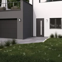 GoodHome Fenêtre Aluminium<Fenêtre alu 1 vantail oscillo-battant + volet roulant électrique gris - l.60 x h.75 cm, tirant droit