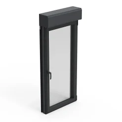 GoodHome Fenêtre Aluminium<Fenêtre alu 1 vantail oscillo-battant + volet roulant électrique gris - l.60 x h.75 cm, tirant droit
