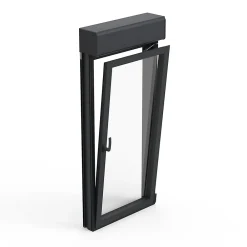 GoodHome Fenêtre Aluminium<Fenêtre alu 1 vantail oscillo-battant + volet roulant électrique gris - l.60 x h.75 cm, tirant gauche