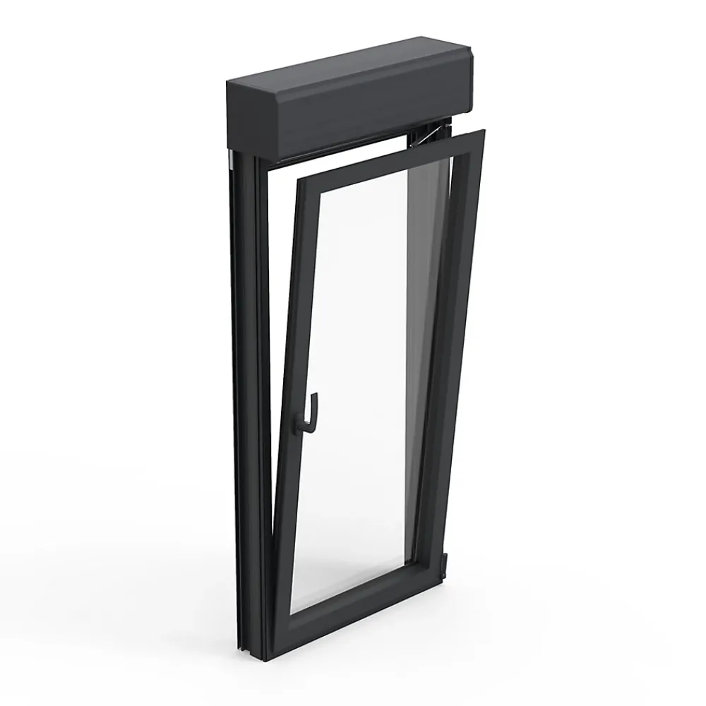 GoodHome Fenêtre Aluminium<Fenêtre alu 1 vantail oscillo-battant + volet roulant électrique gris - l.60 x h.75 cm, tirant gauche