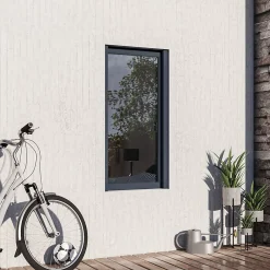 GoodHome Fenêtre Aluminium<Fenêtre alu 1 vantail oscillo-battant + volet roulant électrique gris - l.60 x h.75 cm, tirant gauche