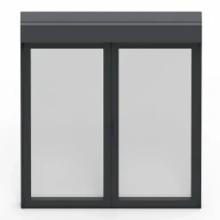GoodHome Fenêtre alu 2 vantaux oscillo-battant + volet roulant électrique gris - l.100 x h.95 cm- Fenêtre Aluminium