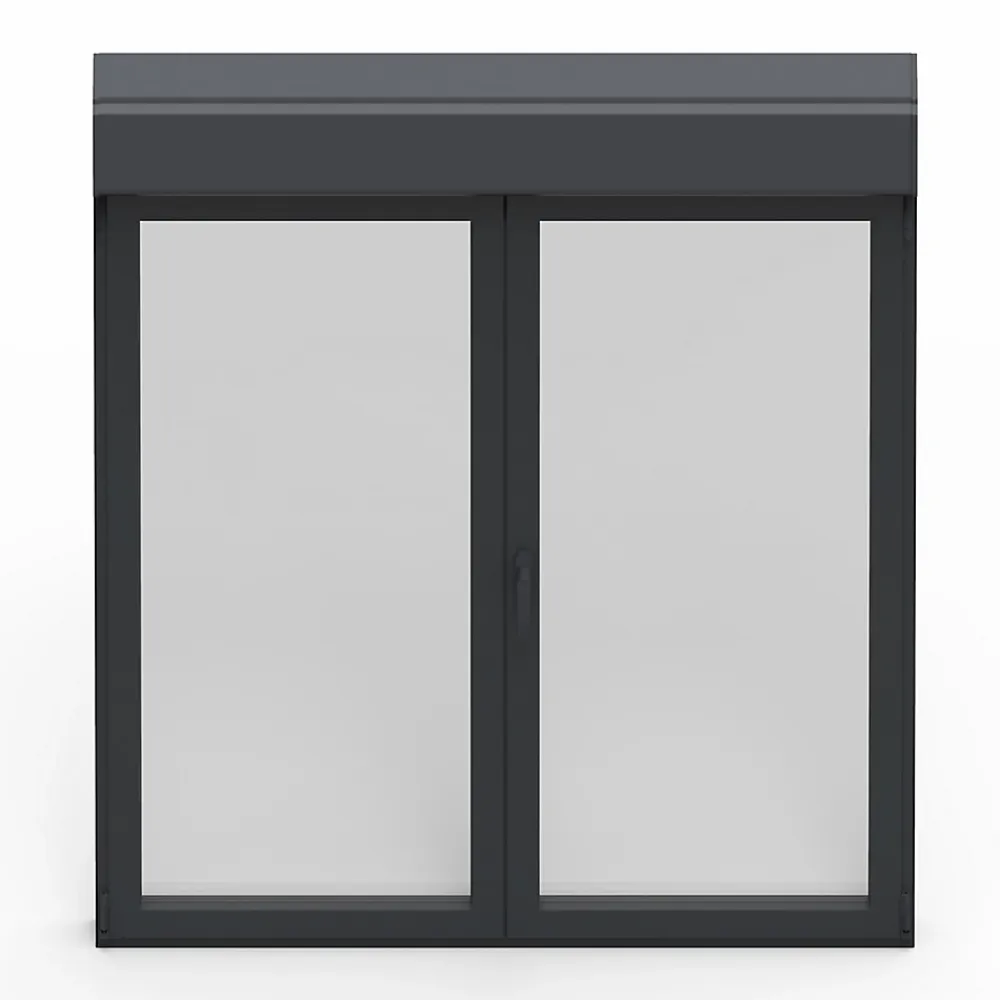 GoodHome Fenêtre Aluminium<Fenêtre alu 2 vantaux oscillo-battant + volet roulant électrique gris - l.100 x h.135 cm