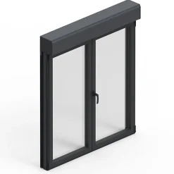 GoodHome Fenêtre Aluminium<Fenêtre alu 2 vantaux oscillo-battant + volet roulant électrique gris - l.100 x h.135 cm