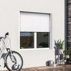 GoodHome Fenêtre Aluminium<Fenêtre alu 2 vantaux oscillo-battant + volet roulant électrique blanc - l.120 x h.135 cm